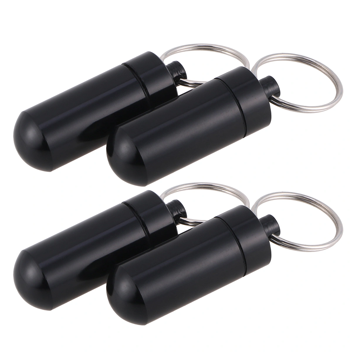 4Pcs Portable Pill Boxes Aluminum Alloy Pill Case Waterproof Pill Container Keyring Type Pill Holder