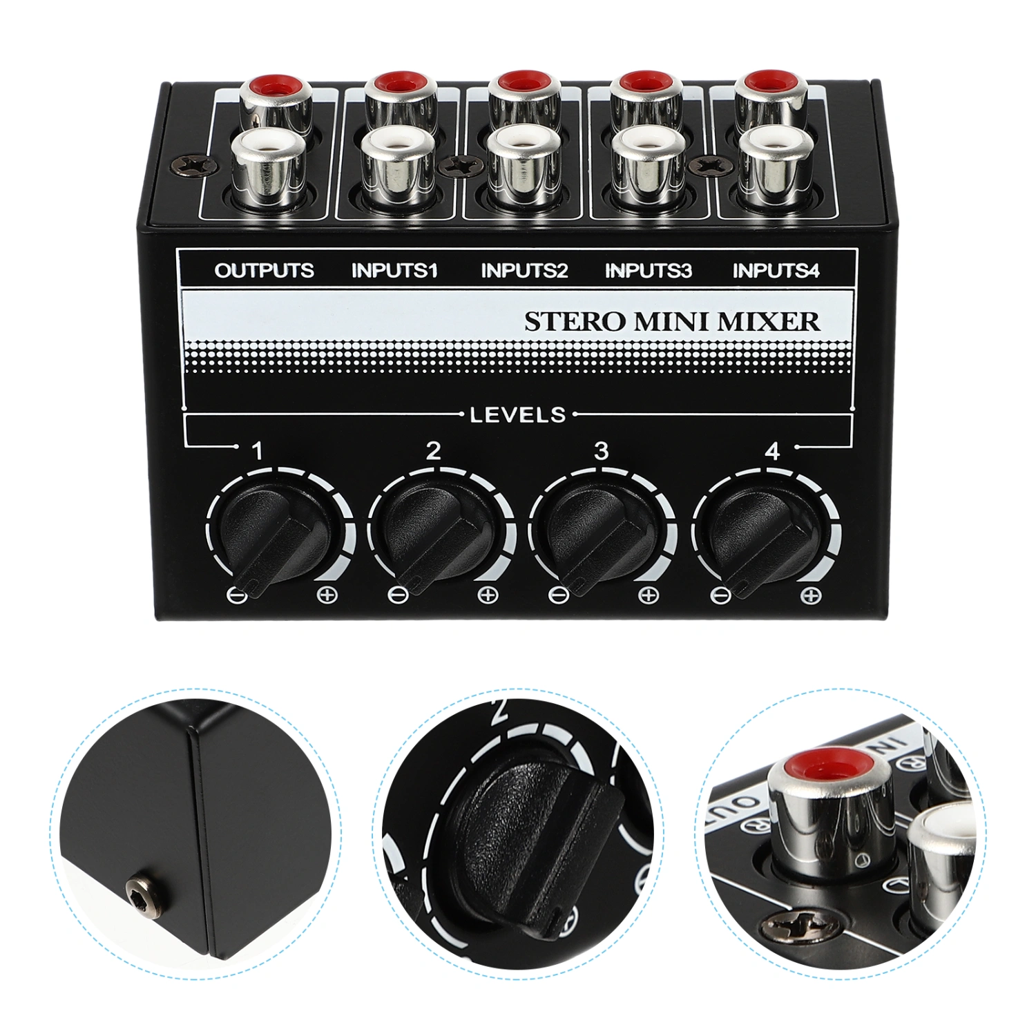 Audio Mixer 4-channel Mixer Stereo Mini Mixer Passive Sound Mixer Controller