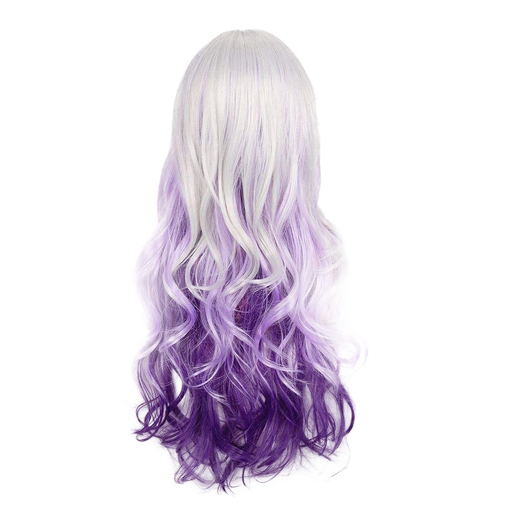 Colorful Cosplay Wig Costume Long Curly Silver to Purple Wig Synthetic Wig