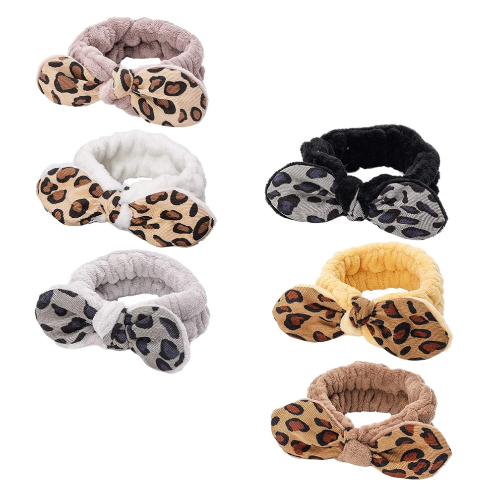 6pcs Comfortable Hair Tying Hairbands Leopard Pattern Washing Face Hairbands