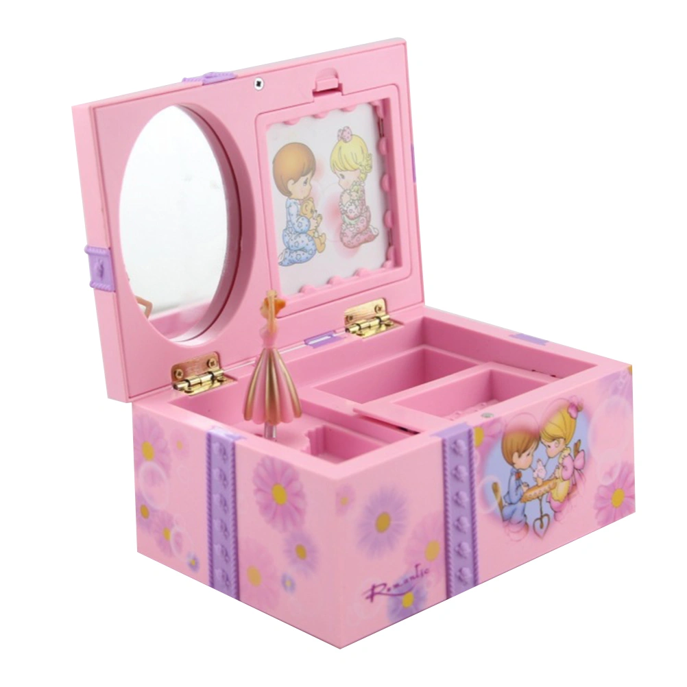 Music Dancing Girl Casket Jewelry Storage Box Organizer for Girl Woman (Random Color)