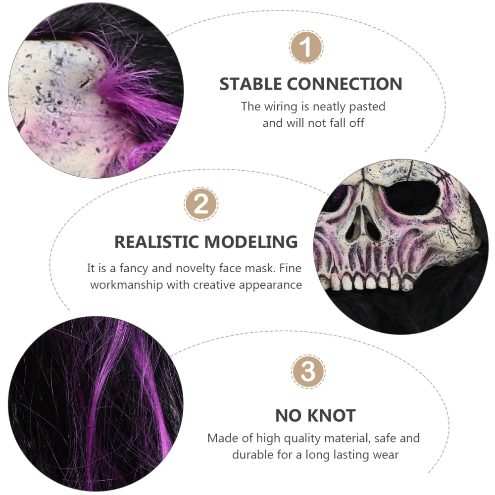 1 Pc Halloween Party decoration Purple Hair Skull Mask (Assorted Color)