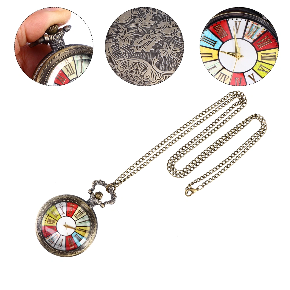 Transparent Glass Vintage Pocket Watch Retro Necklace Chain Accessories