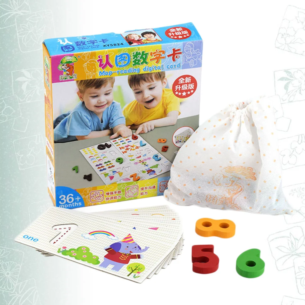 1Set Numbers Recognising Training Aid Educational Auxiliary Kindergarten Wooden Toy Intellectual Development