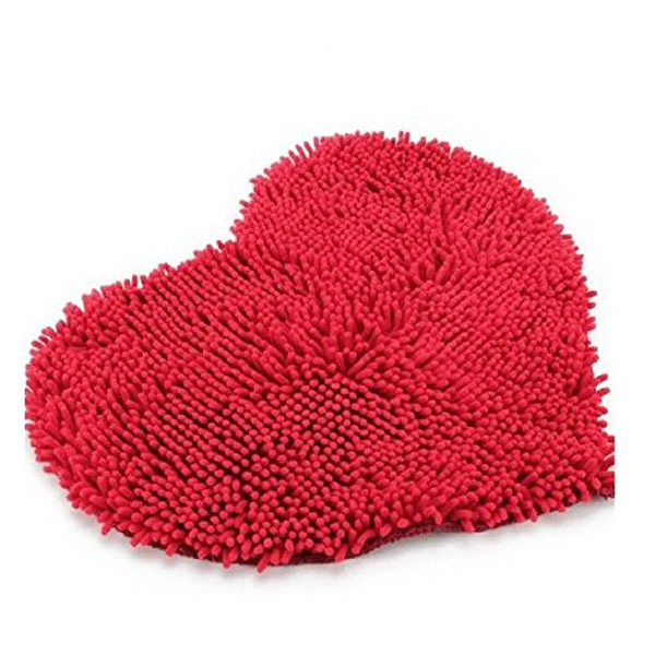 50*60cm Love Heart Shaped Non-slip Microfiber Chenille Fluffy Bathroom Bedroom Floor Rug Carpet Mat (Red)