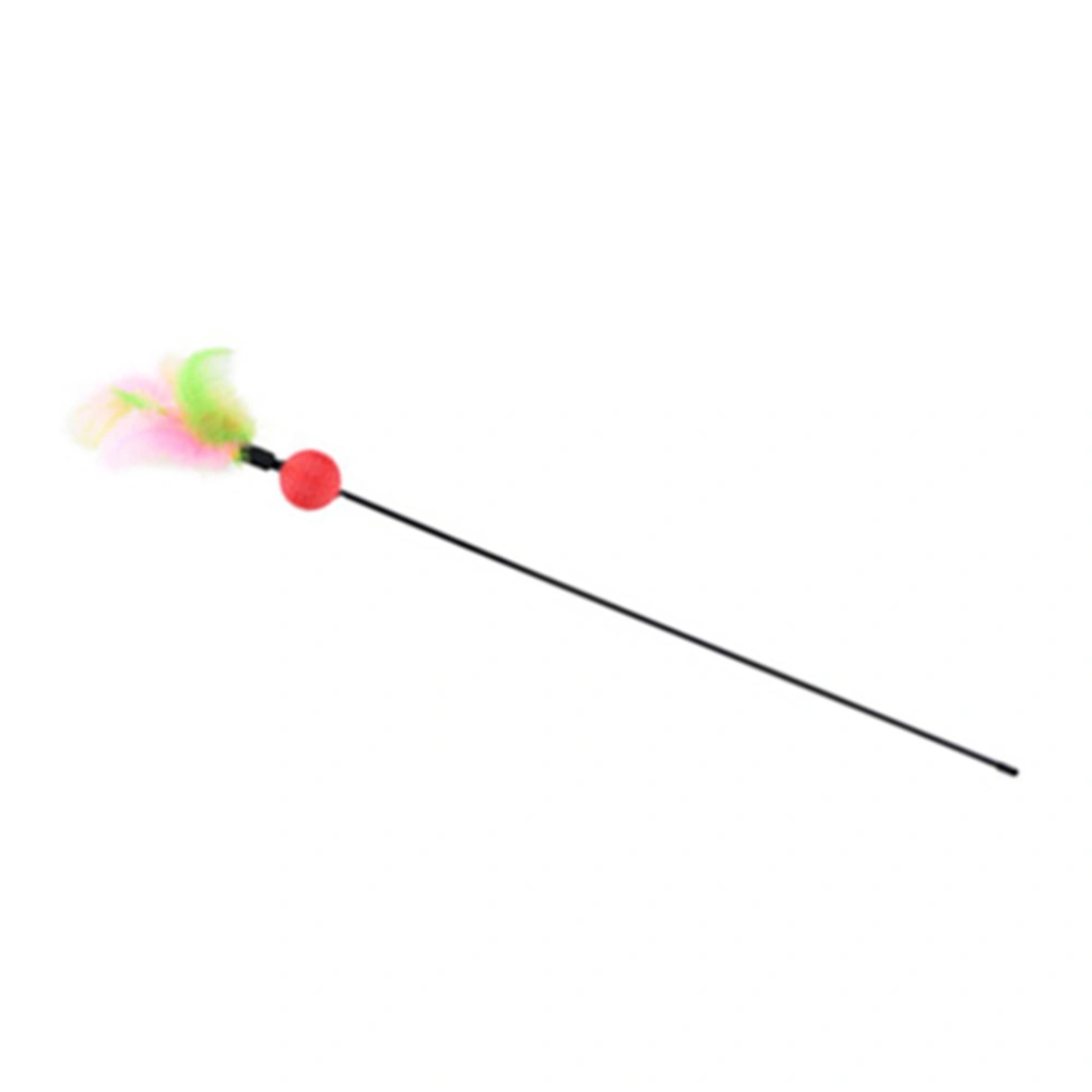 1Pc Feather Ball Teaser Cat Toy Colorful Wand Kitten Interactive Toys (Random Color)