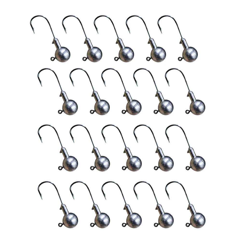 50 Pcs Lead Ball Fishing Hooks Sturdy Lead Headed Fishing Lure Hook Fishing Tool