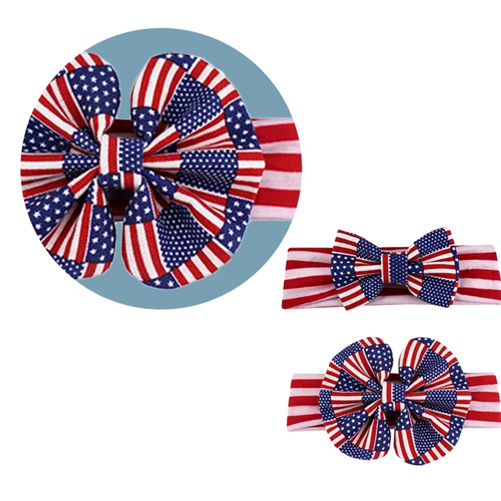 2PCS American Independence Day Headband National Flag Pattern Hairband Creative National Flag Bowknot Head Band Baby Party Headdress for Kids Wearing