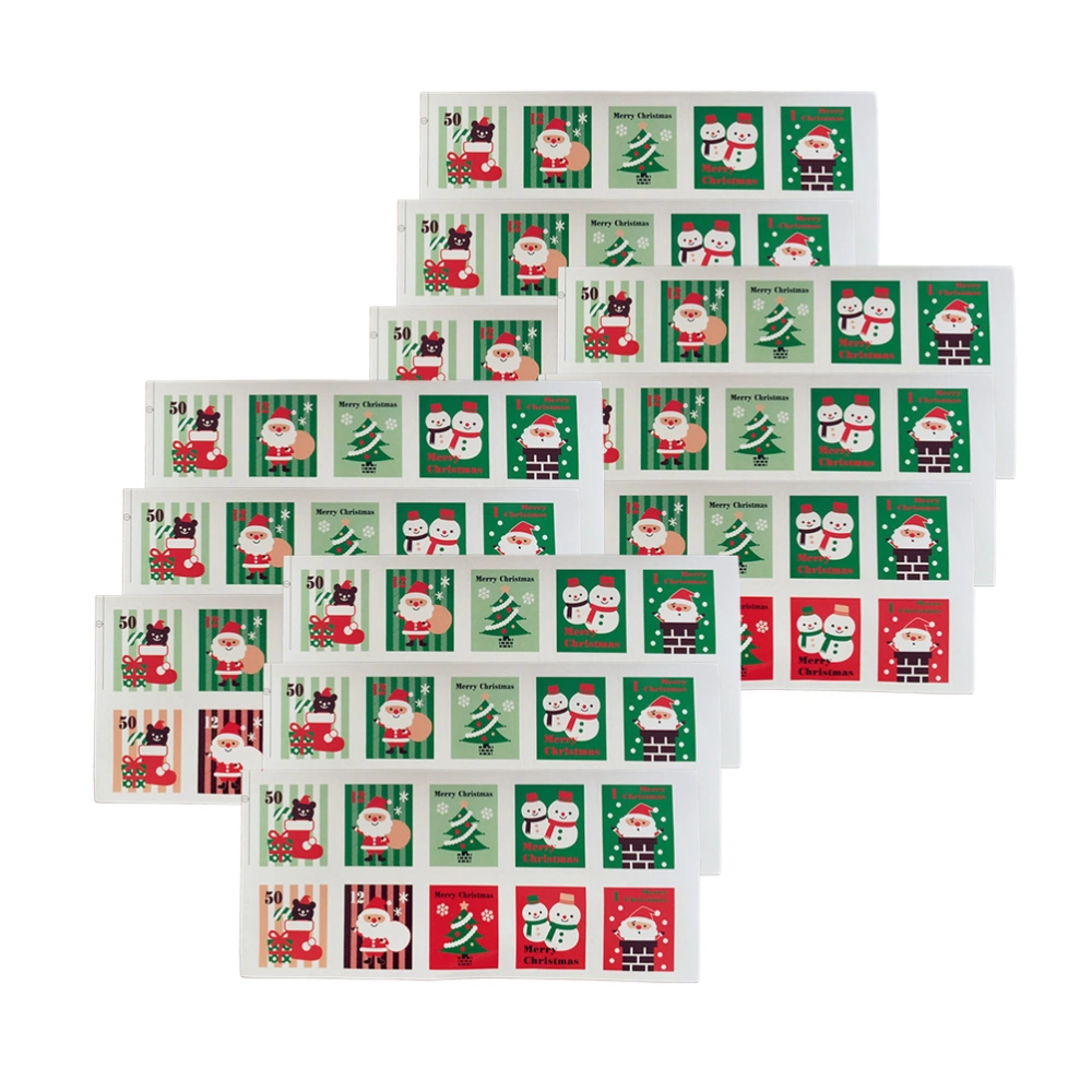 12 Sheets Classic Christmas Themed Sticker Christmas Stamp Sealing Stickers Coloured Decoration Sticker for Bar Hotel KTV Home