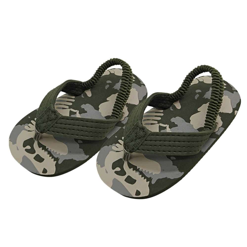 1 Pair Summer Slippers Anti-slip Slippers Kids Soled Beach Shoes Comfortable Breathable Sandals (Olive Green, Size 23, 15CM， 9US, 8UK，26EU, 3.7335Inch)