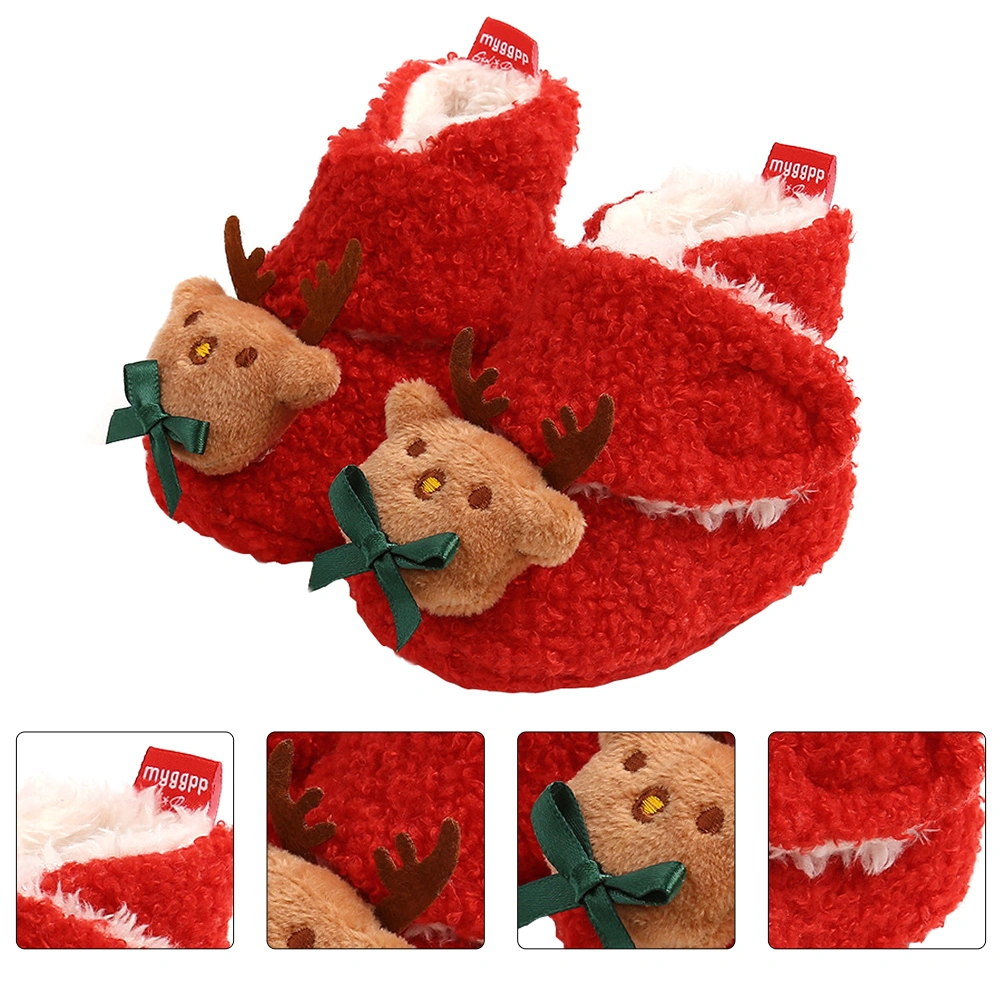 1 Pair of Chic Nonslip Shoes Comfortable Soft Baby Boots (Size 19-20, Red)