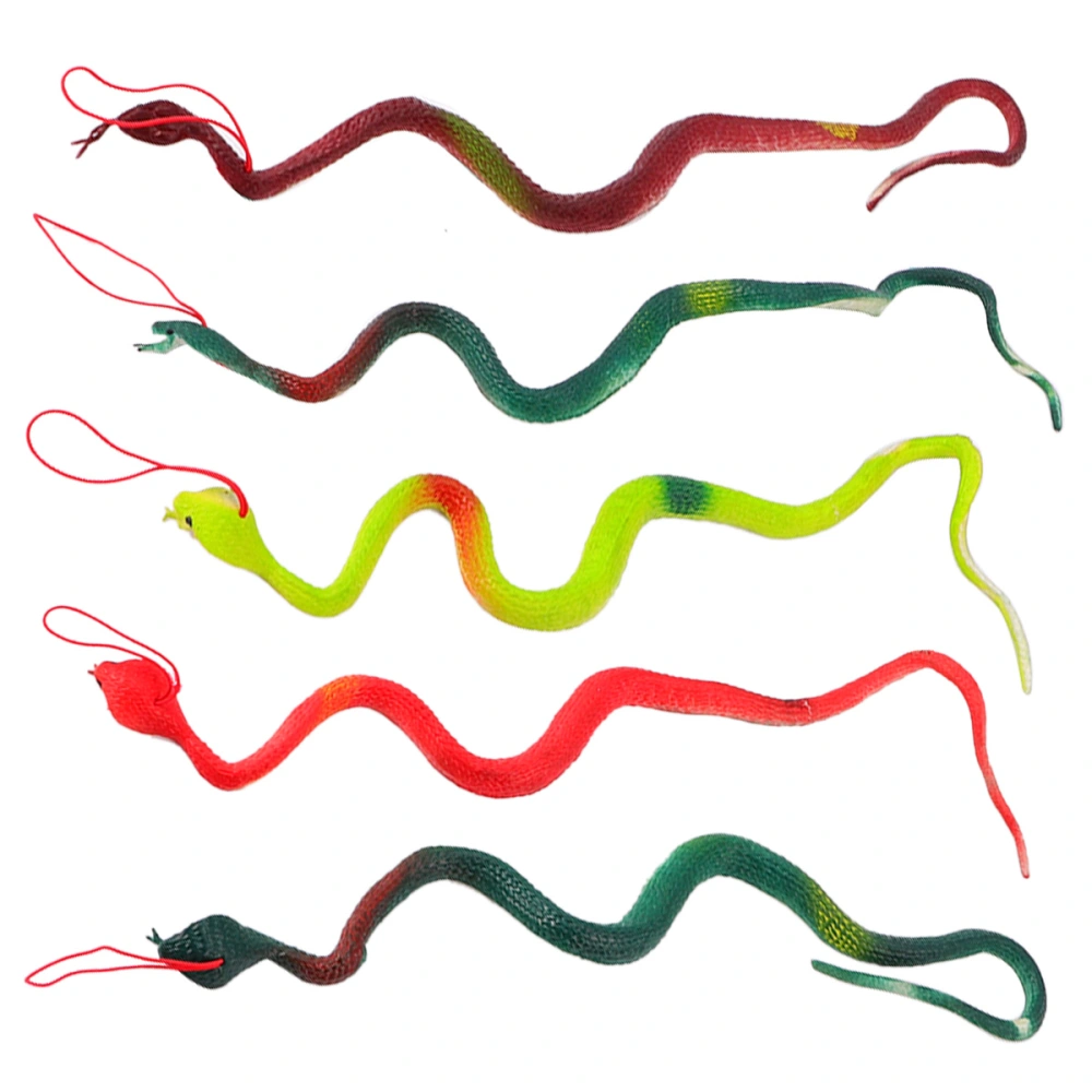 5pcs Simulation Rubber Snake Toy  Fake Artificial Faux Snake Model Toy Fake Snake Party Decoration Animal Gift for Kids （Random)