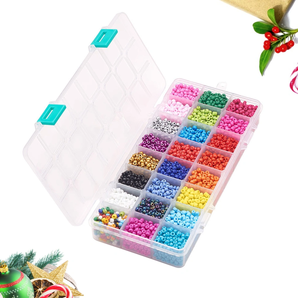 24 Colors Glass Beads Set DIY Jewelry Supplies Kit Making Bead Accessories for Bracelets (About 3000PCS)