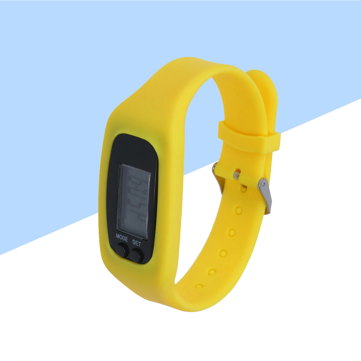 2pcs Men Women Electronic Watch Digital LCD Pedometer Run Step Walking Distance Calorie Counter Watch Bracelet (Yellow)