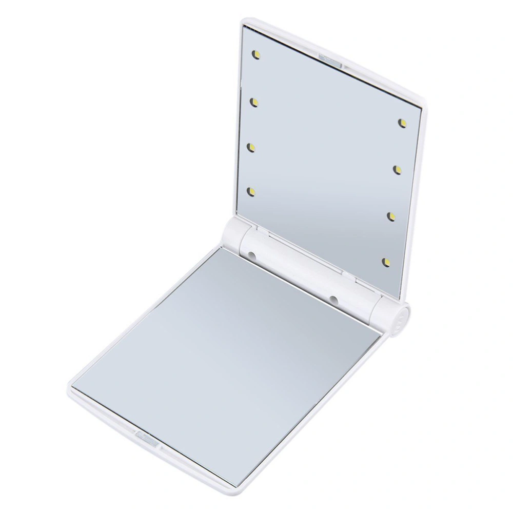 LED Lighted Makeup Mirror Portable Compact 8-LED Cosmetic Folding Lights Mirrors (White)