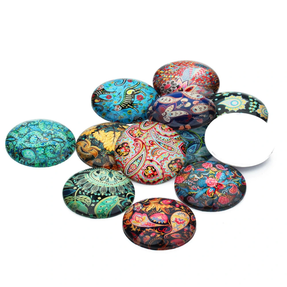 20PCS 20MM DIY Glass Patch Creative DIY Time Patches Round Shape Weird Creatures Glass Patches Stylish DIY Ethnic Style Pattern Glass Patches Delicate Printed Glass Patches for DIY Crafts Making (Mixed Color)