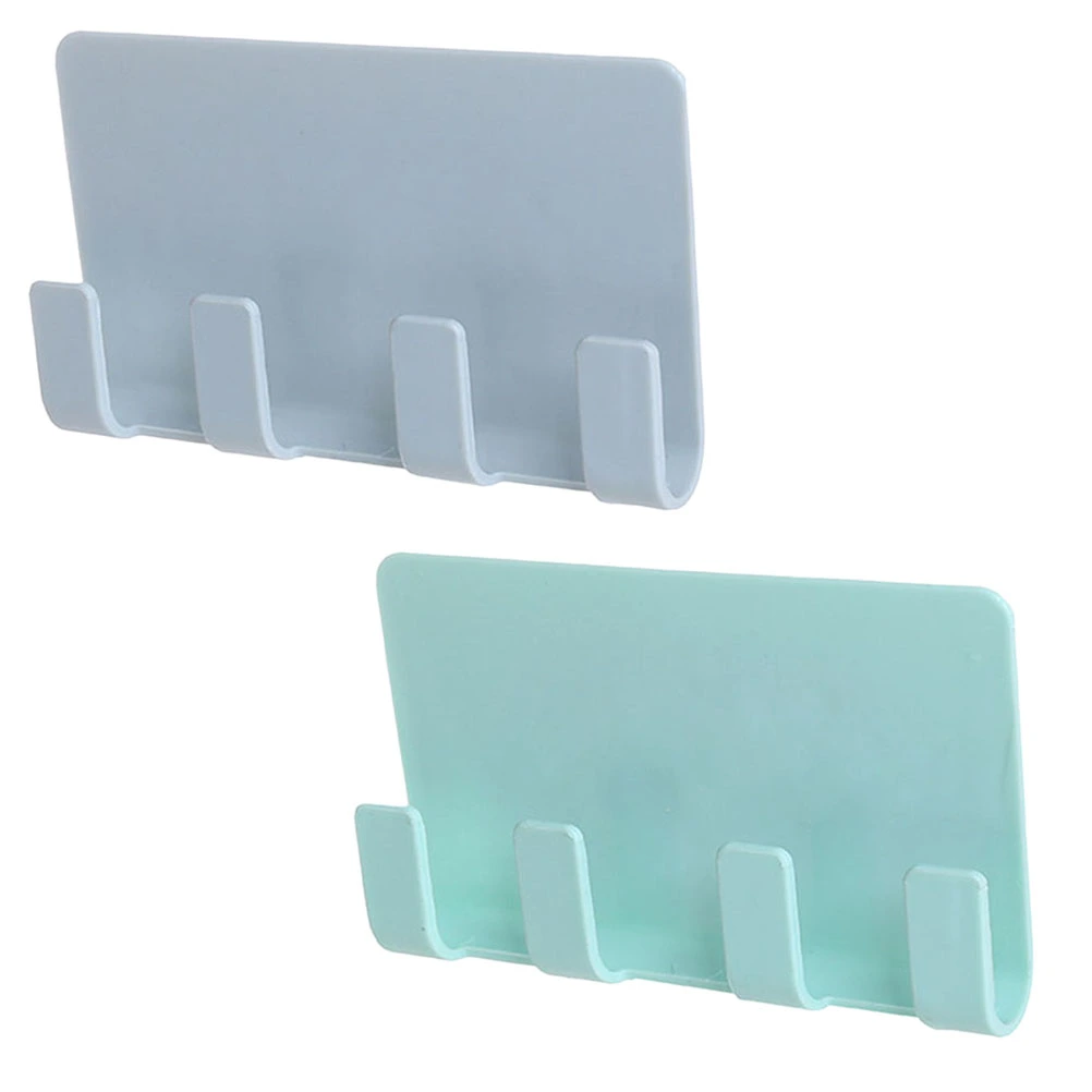 2pcs Useful Adhesive Phone Charging Bracket Charging Holder Wall Mount Seamless 4 Hooks Storage Rack (Random Color)