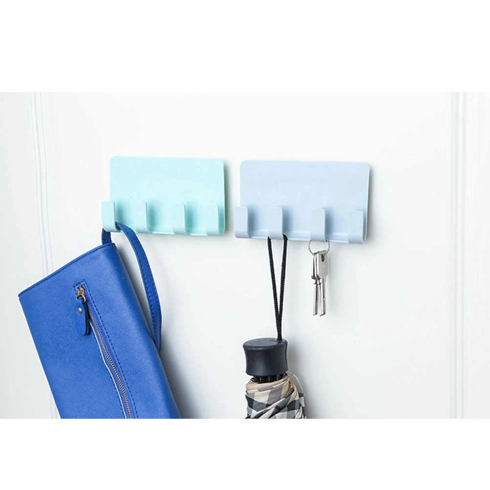 2pcs Useful Adhesive Phone Charging Bracket Charging Holder Wall Mount Seamless 4 Hooks Storage Rack (Random Color)