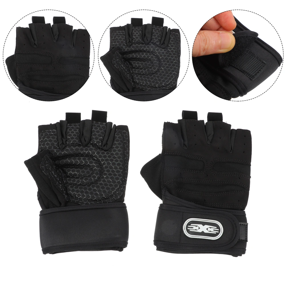 1 Pair fitnesss Half-finger Gloves Men Outdoor Gloves Fitness Gloves for Riding Weightlifting (Black, Size L)