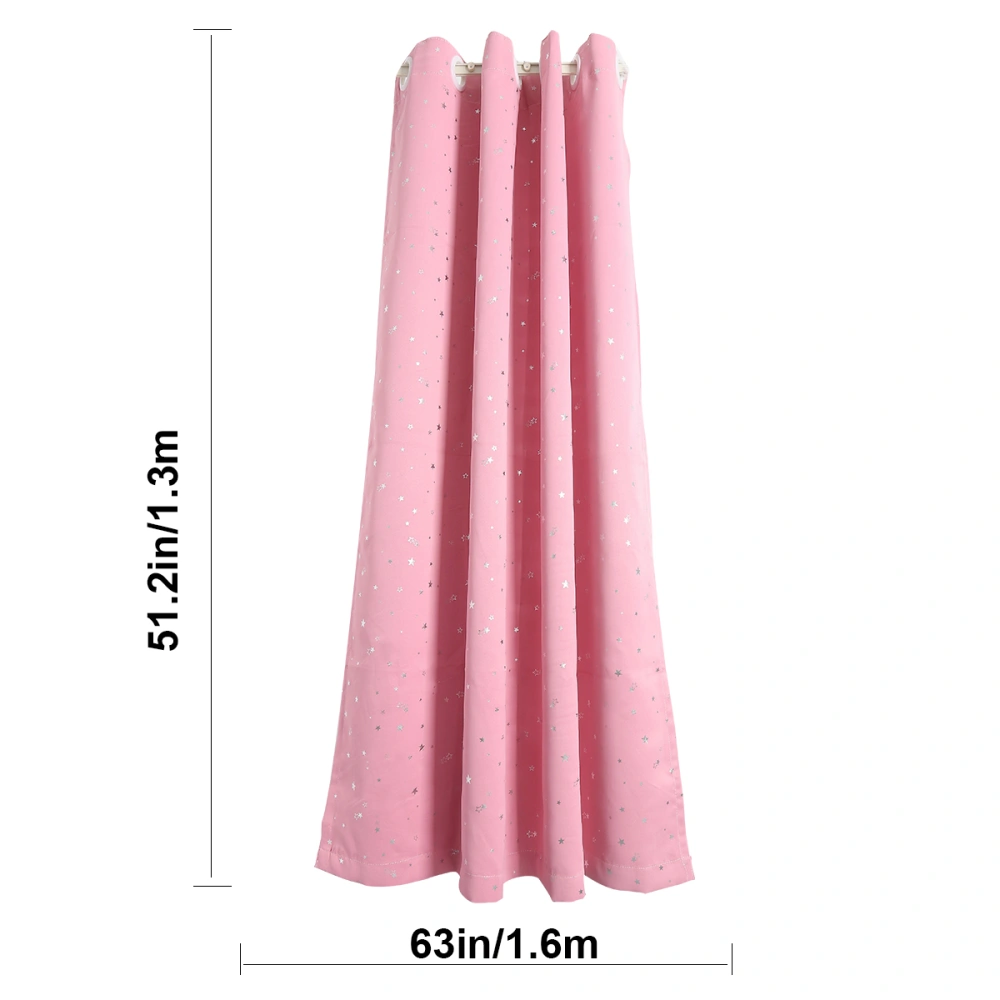 2 Pcs Stars Printed Curtains Drapers Room Darkening Thermal Insulated Grommet (Pink)