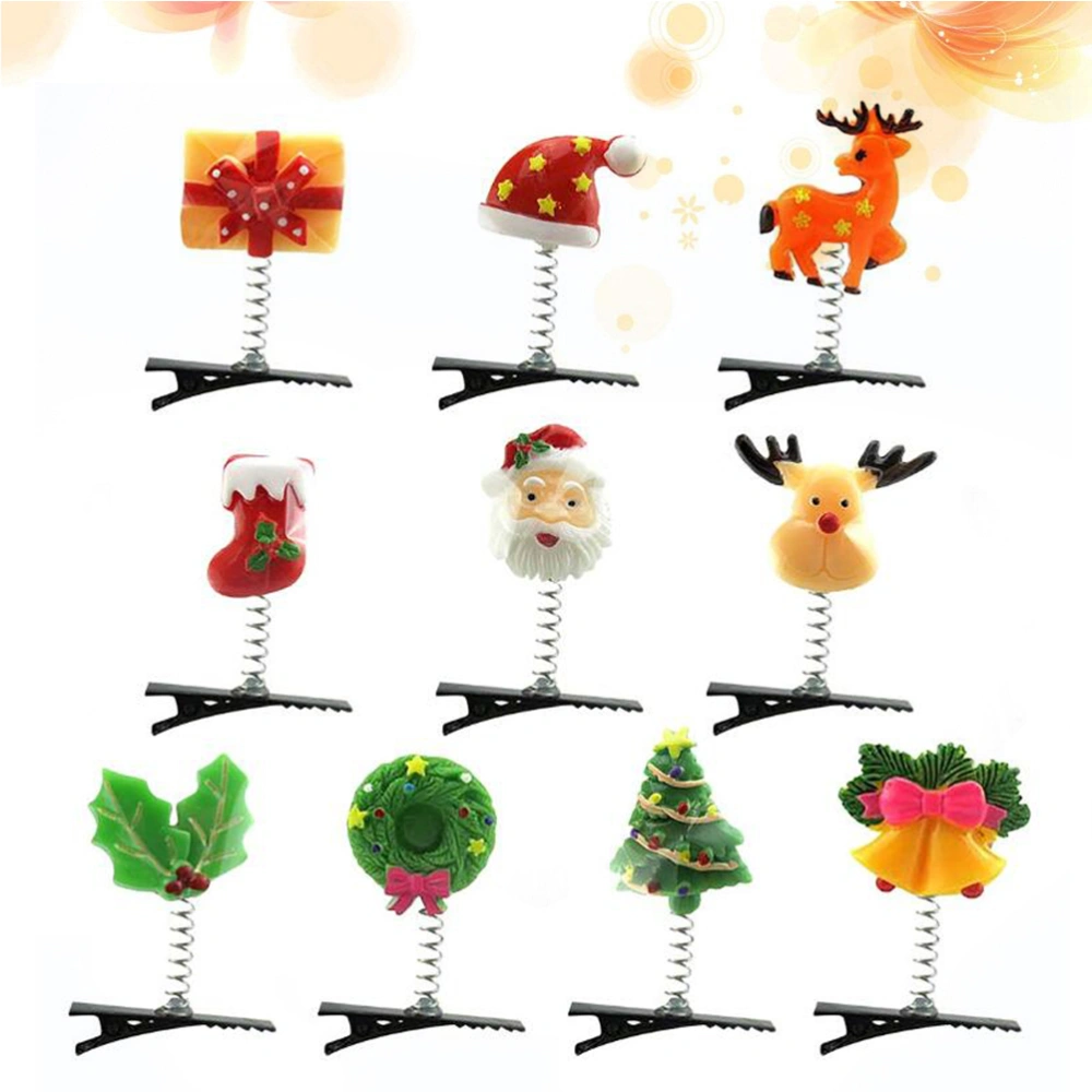 10pcs Christmas Hair Ornaments Christmas Themed Hairpins Spring Hairpin Classic Christmas Patterns Hairpins Gift