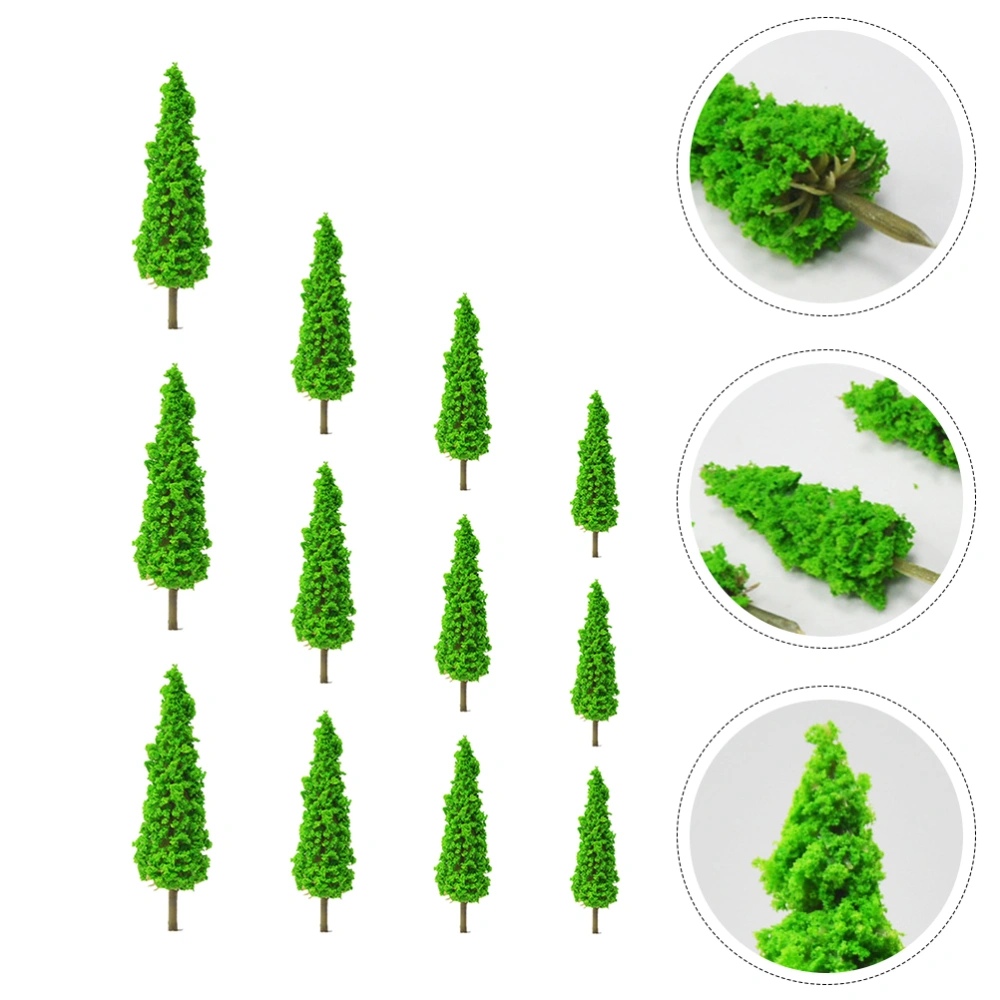 12pcs Mini Tree Decor Artificial Plant Decor Garden Landscape Supply (Green)