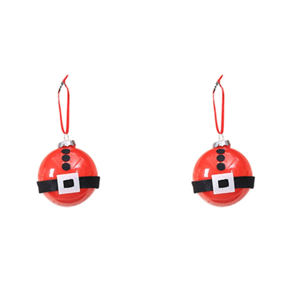 2pcs Christmas Tree Pendant Funny DIY Elf Plastic Ball Xmas Hanging Decoration Toys for Home Office Shopping Mall (Red)