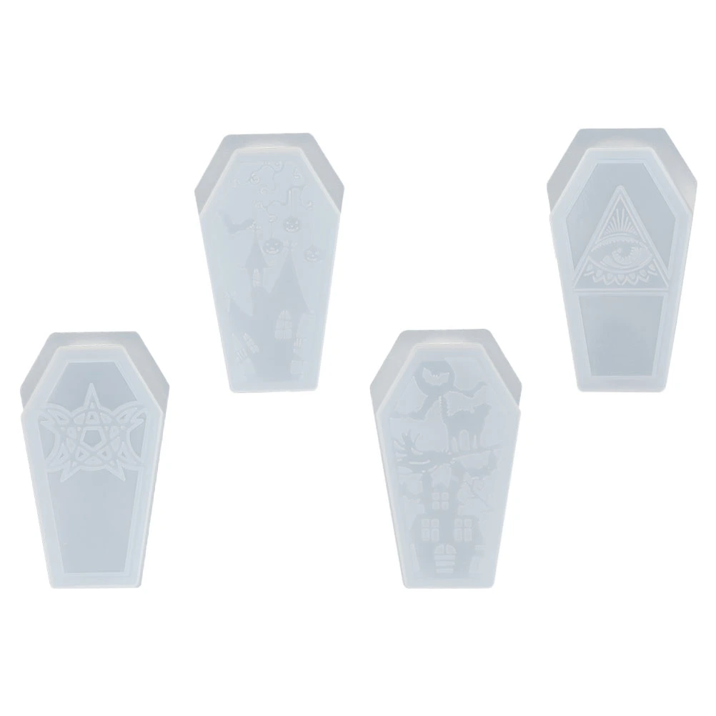 4Pcs Halloween DIY Ornament Molds Crystal Epoxy Molds DIY Storage Box Making Molds