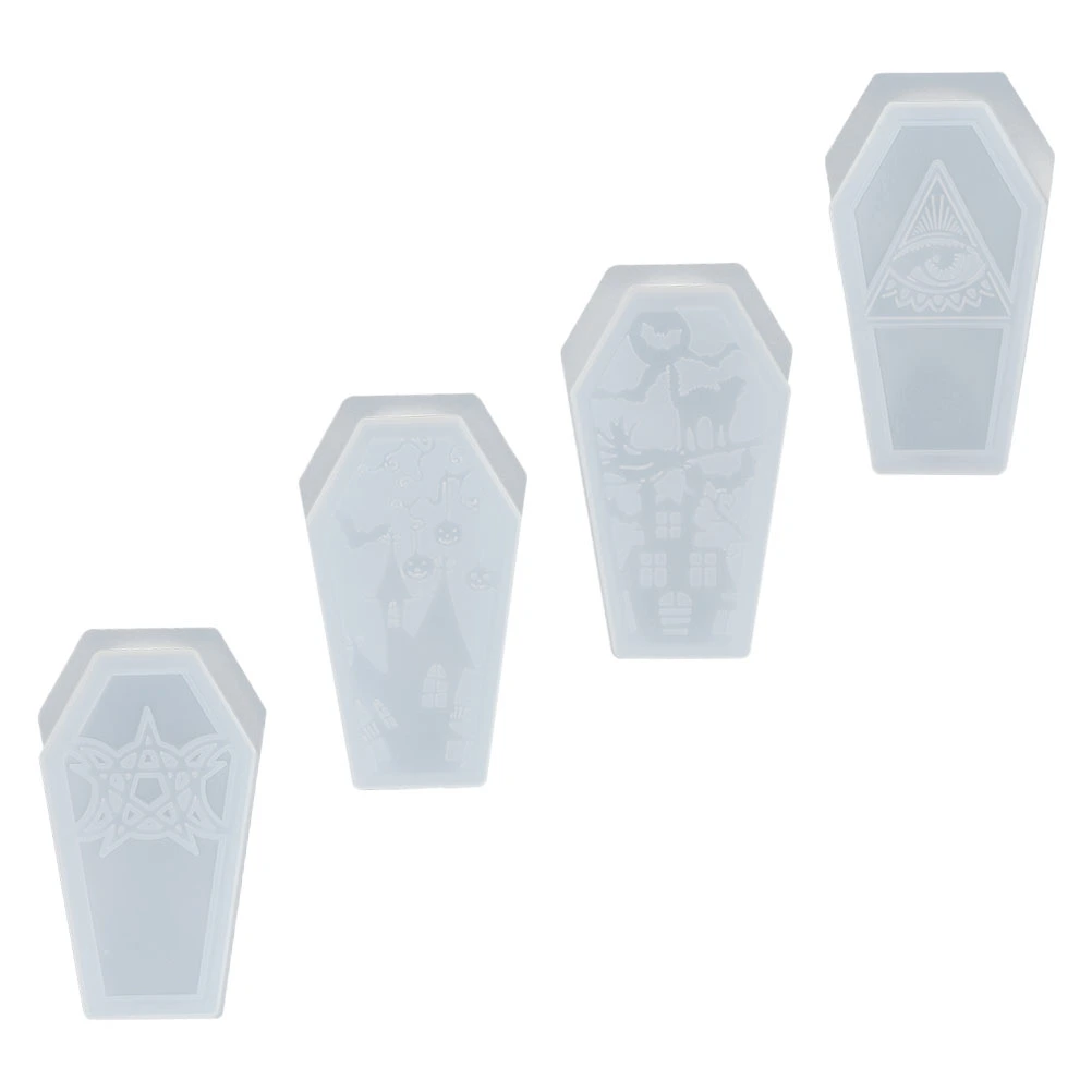 4Pcs Halloween DIY Ornament Molds Crystal Epoxy Molds DIY Storage Box Making Molds