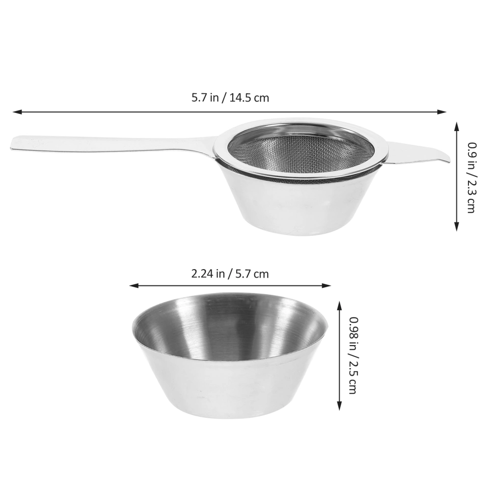 Stainless Steel Flour Powder Sieves Sifters Tea Oil Juice Colander Filter Strainer with Base Kitchen Gadget for Cooking Baking BBQ (Long Handle)