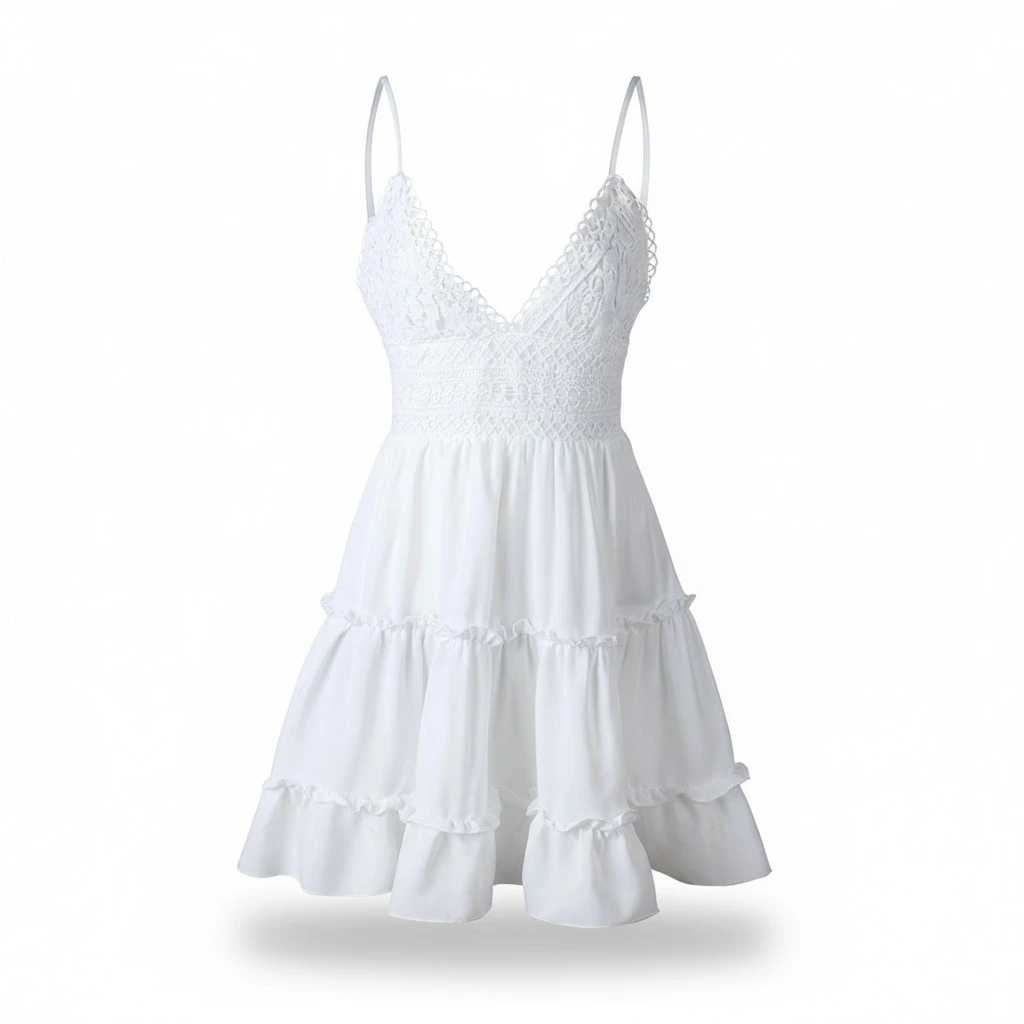 V Neck Dress Stylish Party Decorative Costume Charming Beach Strapless Skirt