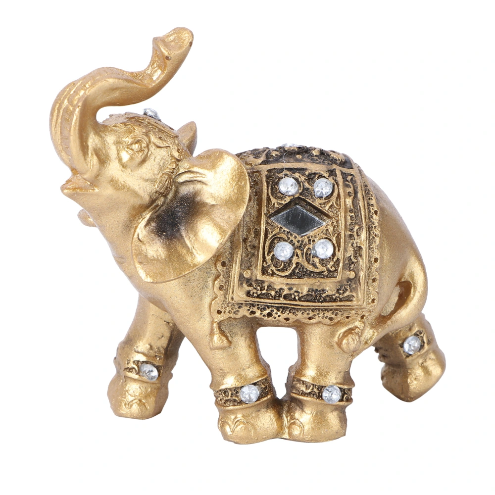 Resin Elephant Handicraft Luxury Elephant Adornment Creative Animal Desktop Adornment (Golden, Small Size - 9 x 9cm)