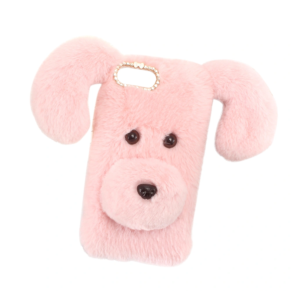 Phone Case Dog Series Autumn Winter Plush Fashion Comfortable Hand Warmer Phone Cover Mobile Shell for Apple iPhone 7/8 (Pink)