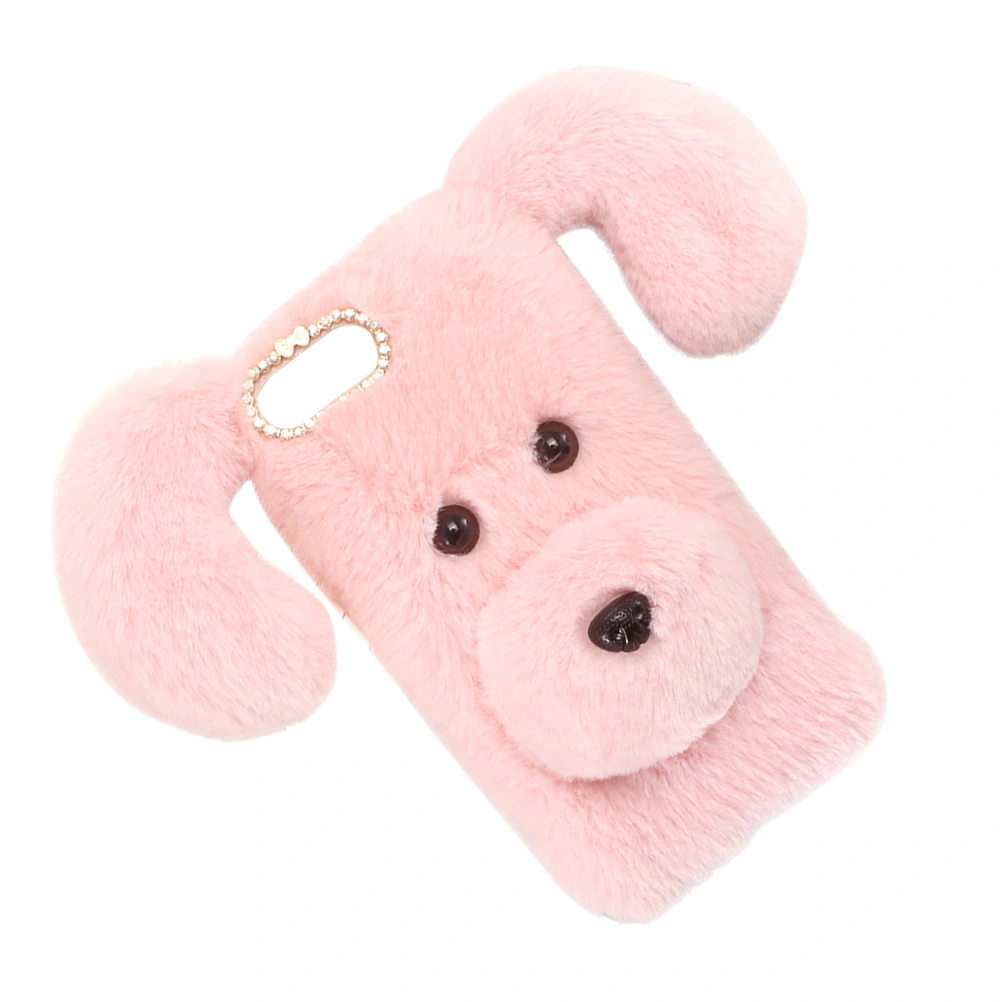 Phone Case Dog Series Autumn Winter Plush Fashion Comfortable Hand Warmer Phone Cover Mobile Shell for Apple iPhone 7/8 (Pink)