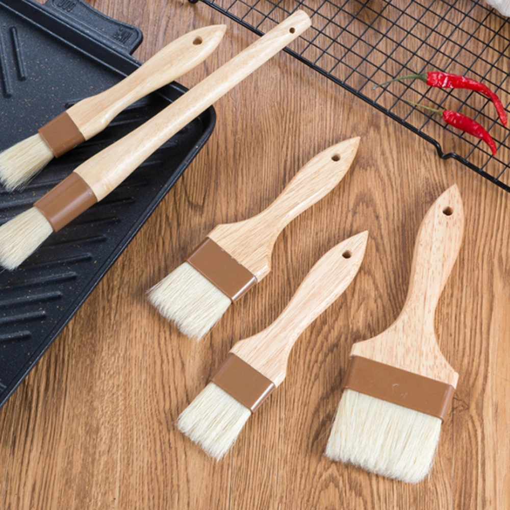 1pc Wooden Handle Wool Brush Baking Tool Barbecue Brush Baking Brush Kitchen High Temperature Cake Biscuit Brush for Cake Dessert Cookies BBQ (Small Wool Brush)