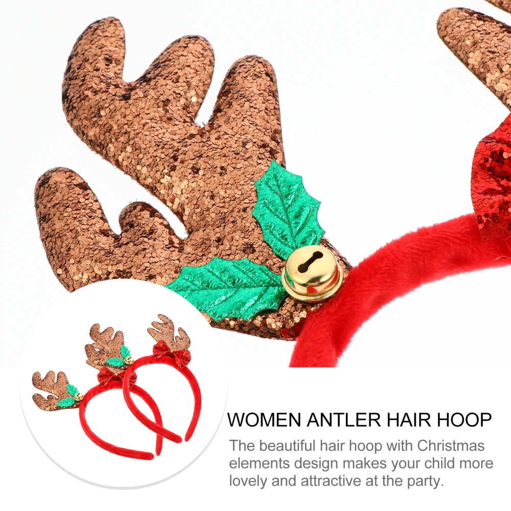 2pcs Christmas Decoration Women Headband Hair Accessory Antler Design Hair Band