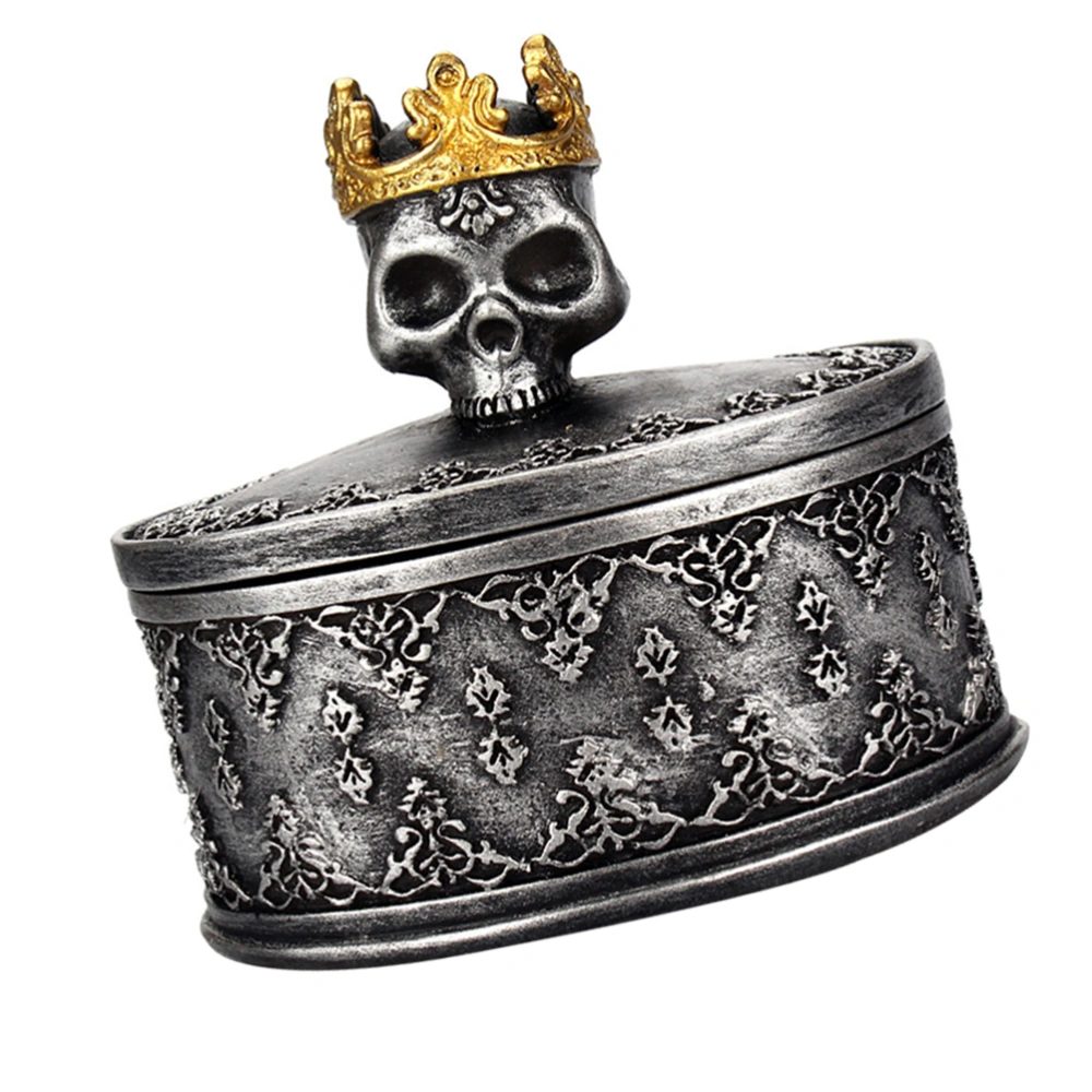 Dustproof Halloween Crown Design Jewelry Container with Lid (Random Color)