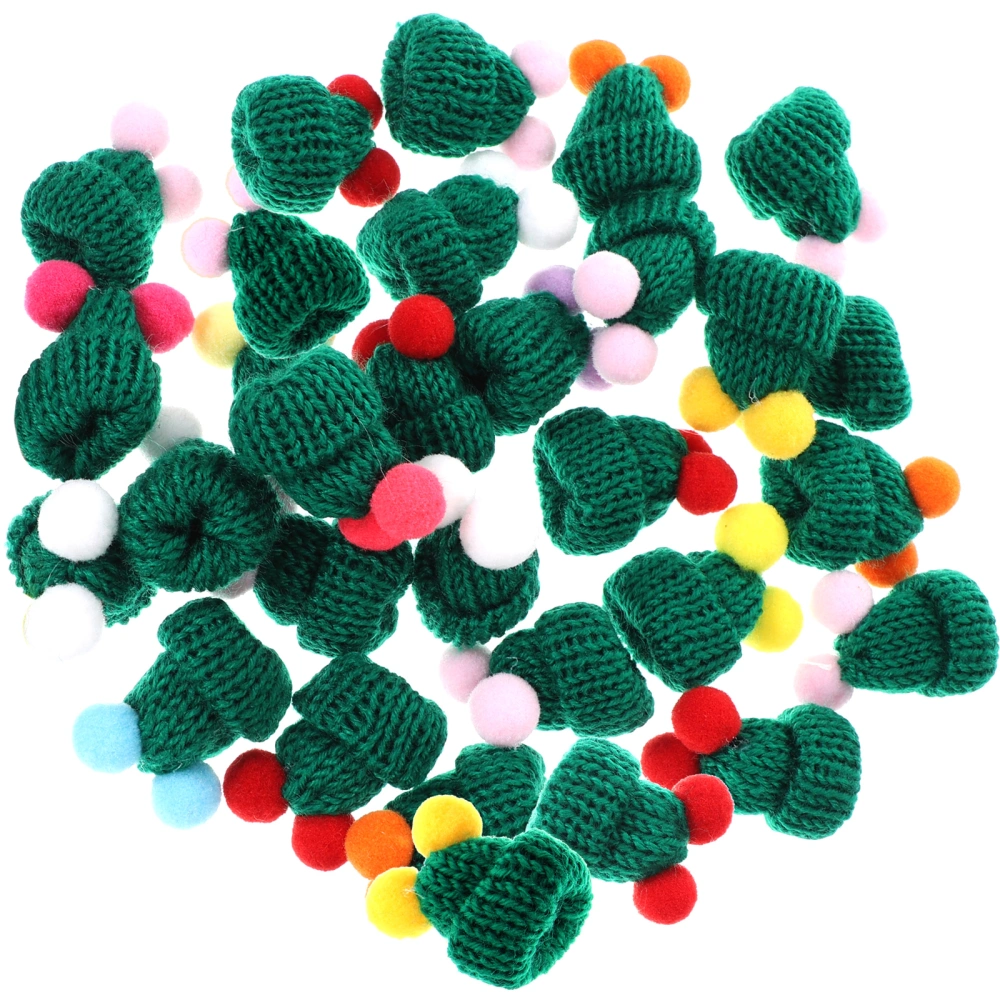 30Pcs Mini Christmas Knit Hat Doll Cap DIY Crafts Wool Yarn Accessories