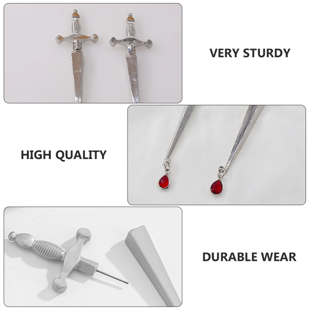 1Pc Retro Earring Decorative Ear Stud Single Ear Pendant Sword Shaped Ear Stud