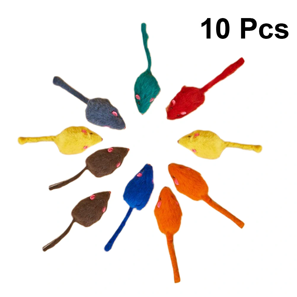 10pcs in A Pack False Mice Toys Little Mouse Shaped Cat Toy Interactive Mini Funny Mouse Toys for Pet Cats Kitty (Mixed)