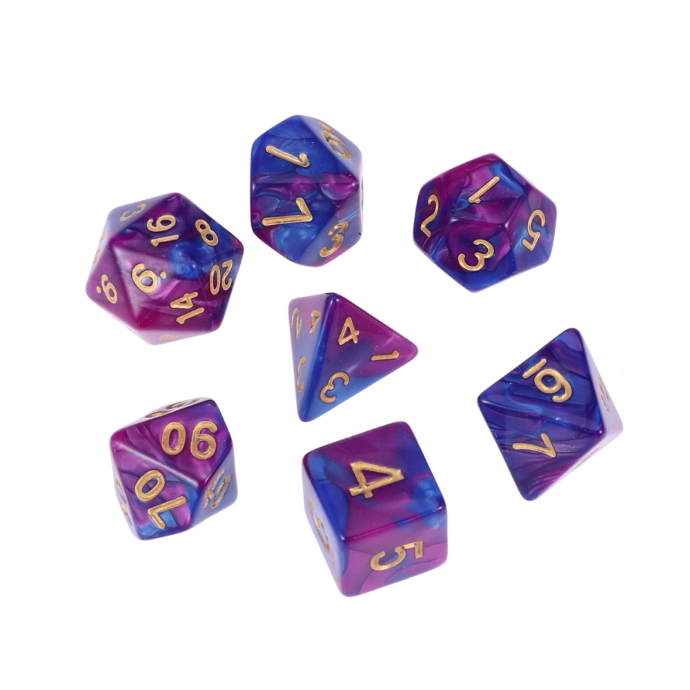 7Pcs Polyhedral Dice Acrylic Number Game Dice Set for RPG MTG Table Game Playing (Purple and Blue)