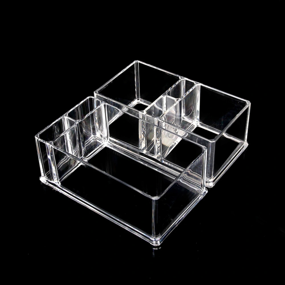 Acrylic Napkin Holder Transparent Storage Box Desktop Paper Tissue Organizer with Toothpick Grids (Side Grids)