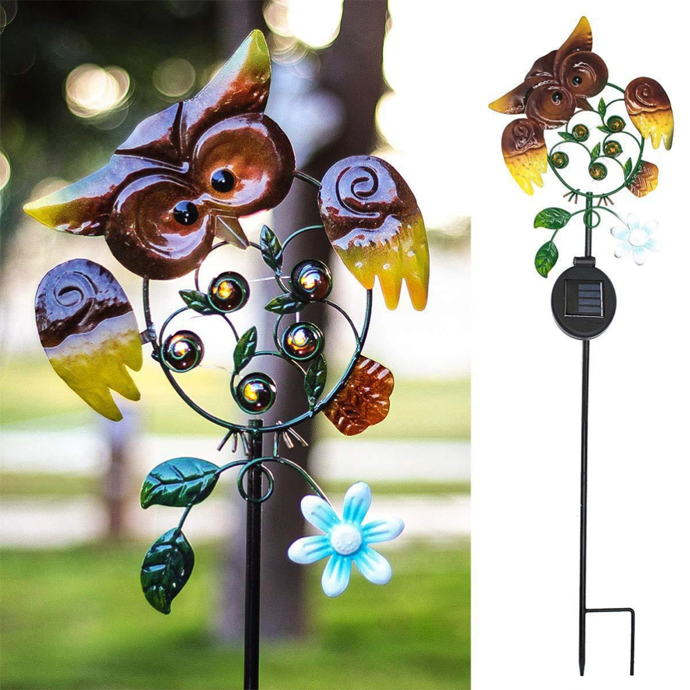 1pc Solar Power Outdoor Lawn Landscape Iron Art Owl Stick Lamp Light for Garden Yard (Assorted Color)