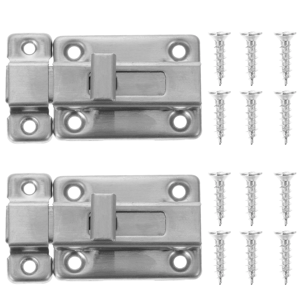 2 Sets Door Sliding Latches Stainless Safety Door Latches Lock with Screws