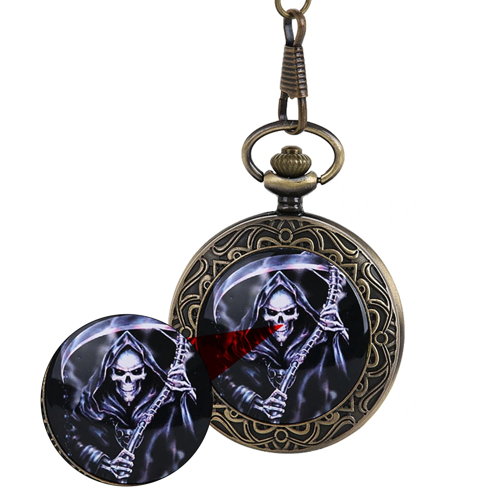 Vintage Pocket Watch Ghost Pocket Watch Chain Retro Pocket Watch Gift (Bronze)