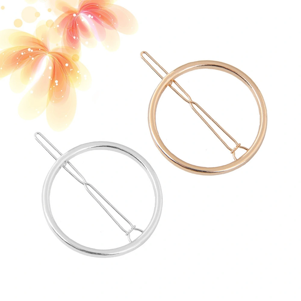 2pcs Creative Hair Clips Simple Alloy Hairpins Headdress for Woman Lady Girl Golden and Silver