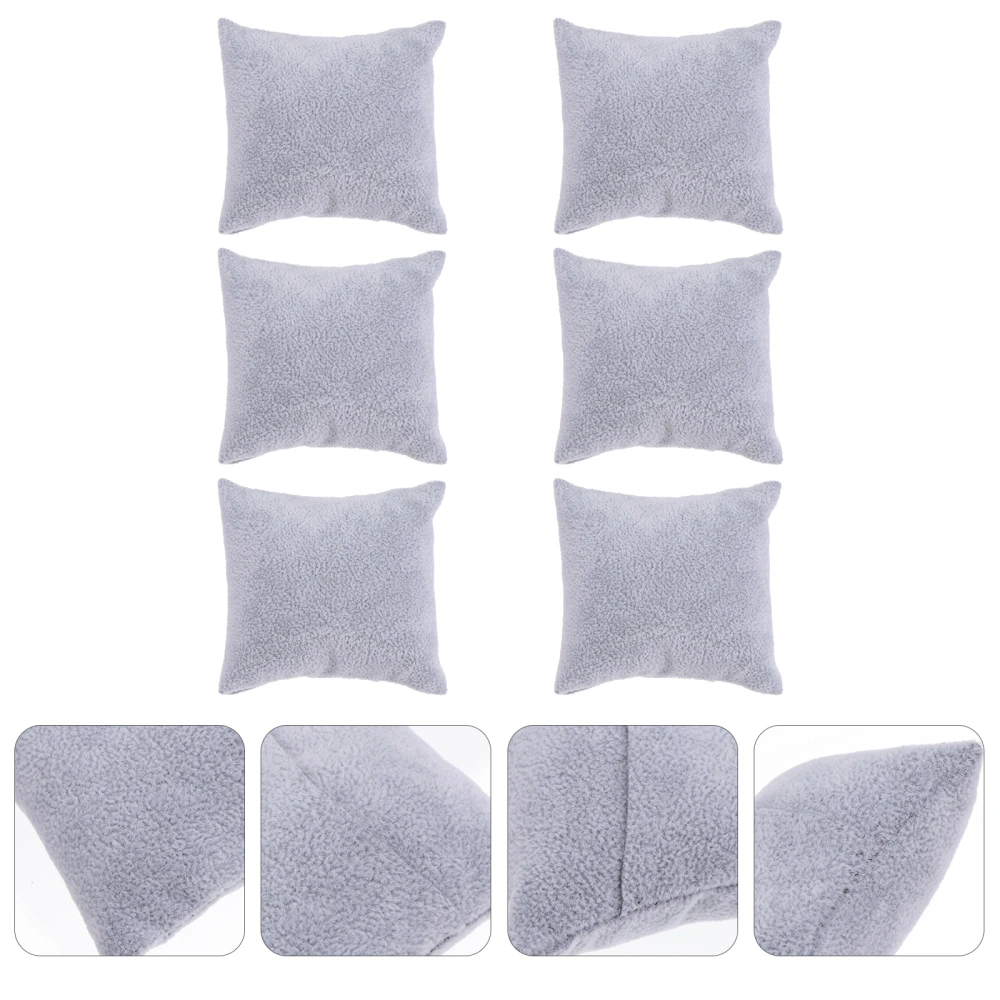 6 Pcs Small Jewelry Display Pillow Bracelet Bangle Chain Pillow Holder Watch Organizer (Grey Velvet)