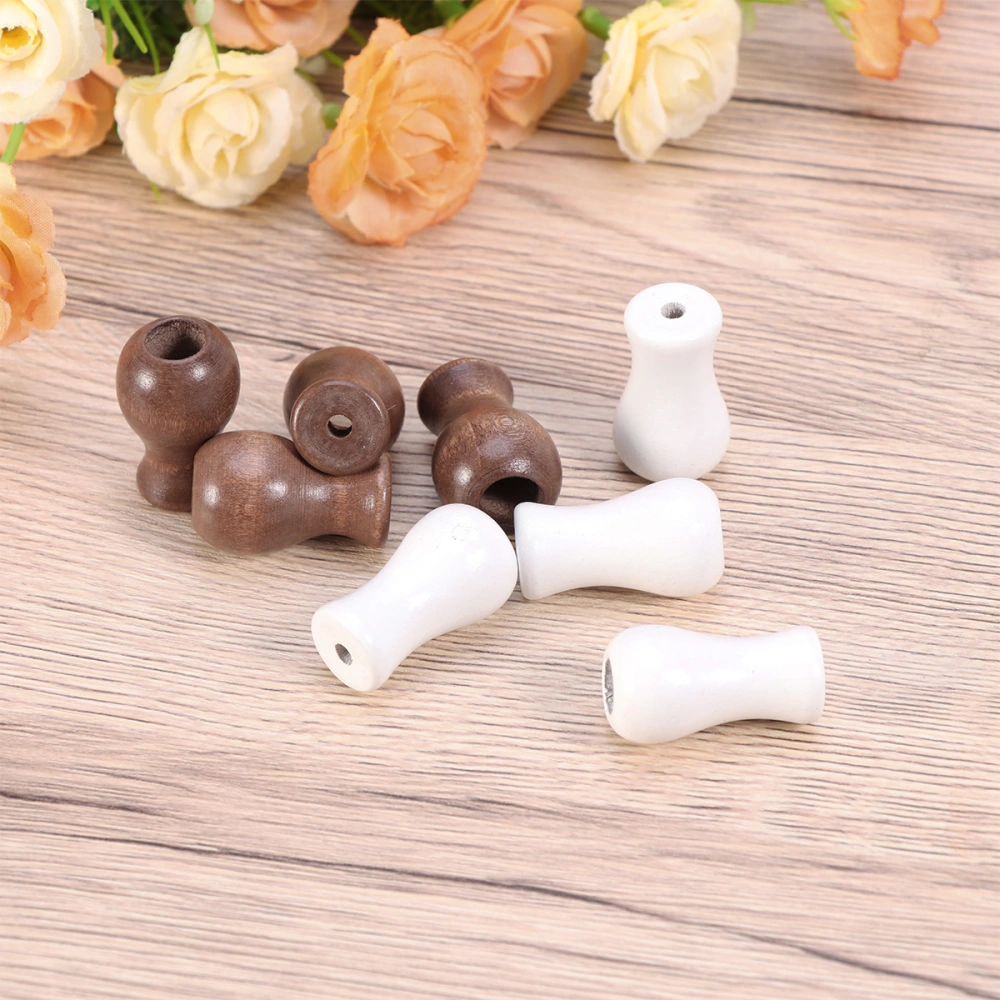 8pcs Window Curtain Wood Knobs Wooden Hanging Ball Bamboo Roller Blind Small Pendants DIY Home Decoration Curtain Craft Blinds Pendant (Brown 4pcs + White 4pcs)