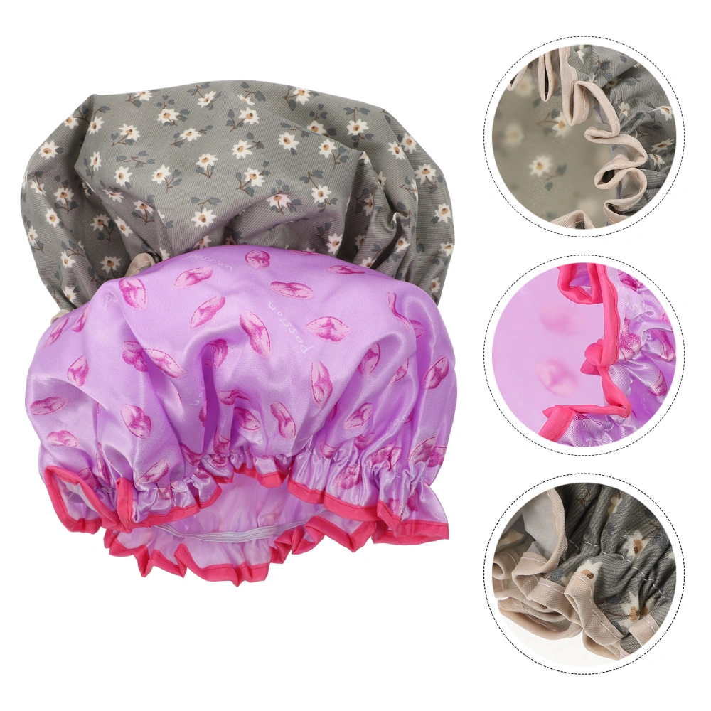 2pcs Double-layer Shower Caps Bathing Caps Women Bath Caps (Assorted Color)