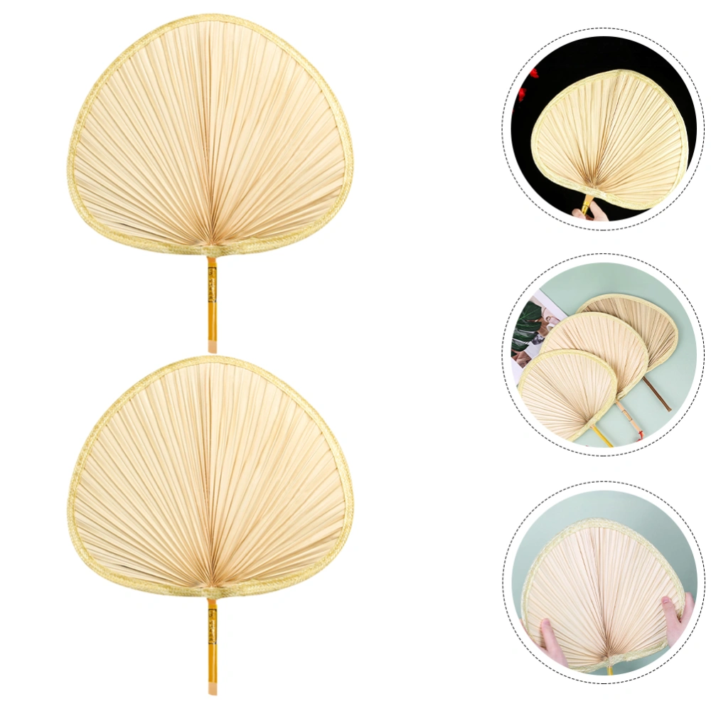 2pcs Portable Vintage Fans Hand-woven Chinese Style Summer Fan Handmade Summer Fan